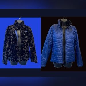 The North Face Reversible Jacket Full Zip Mossbud Swirl Blue/Black Size S NWOT